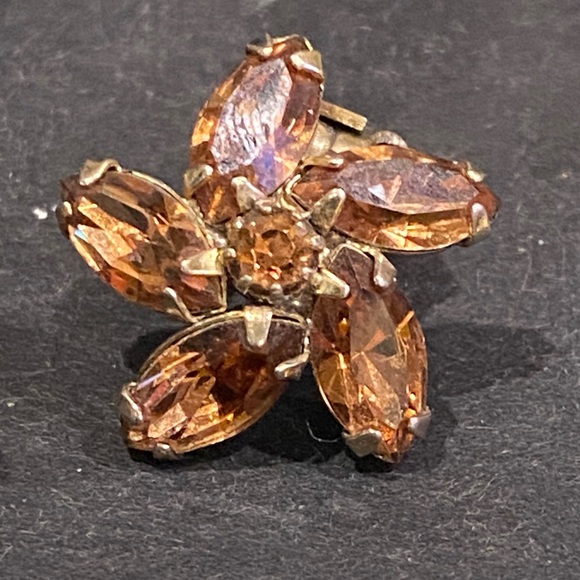 Weiss Elegant Amber Tone Crystal Earrings - Picture 4 of 4